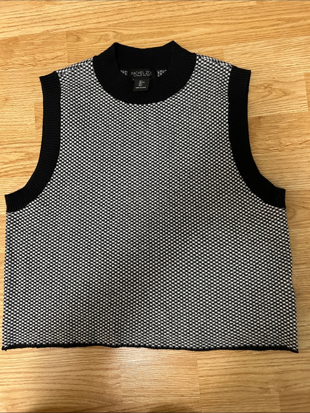 Rachel Zoe Black & White Knit Crewneck Sweater Vest
